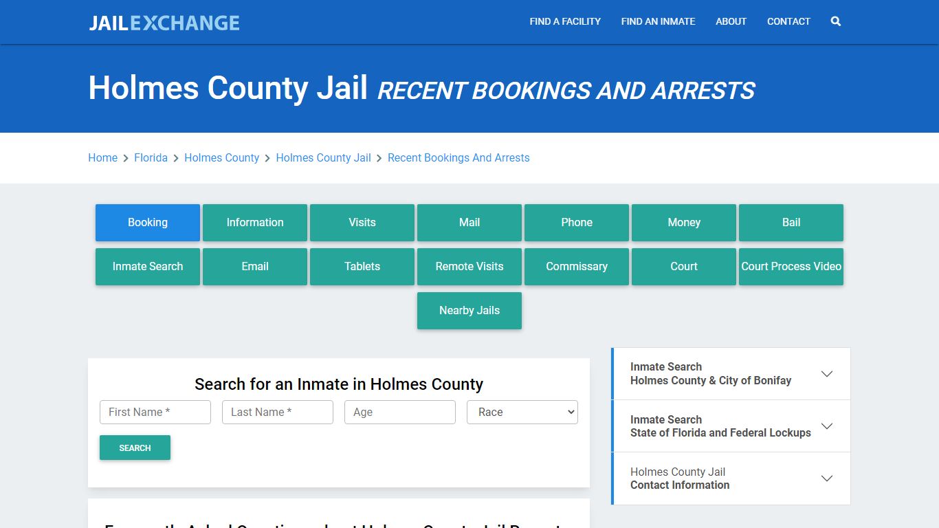 Holmes County Jail FL Recent Arrests and Bookings - Jail Exchange