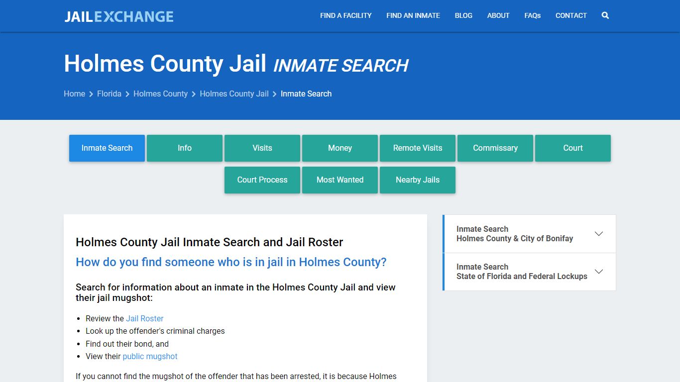 Inmate Search: Roster & Mugshots - Holmes County Jail, FL