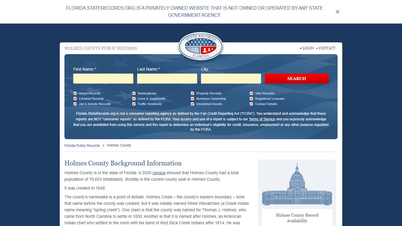 Holmes County Arrest, Court, and Public Records | StateRecords.org